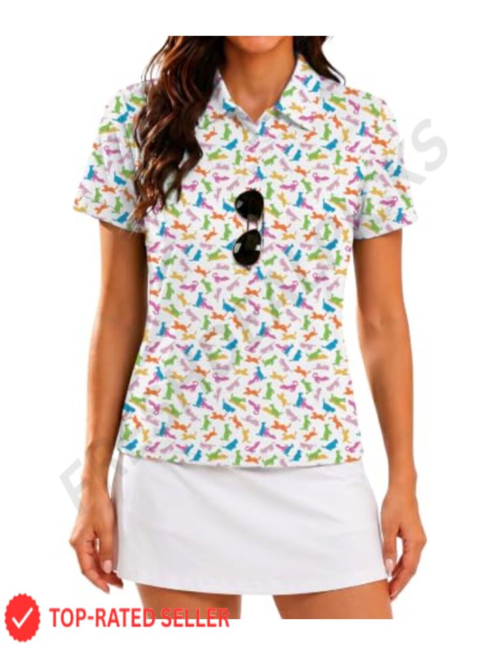 Women's Golf Polo Shirt Short Sleeve Quick Dry 3-Button Athletic Tennis Top